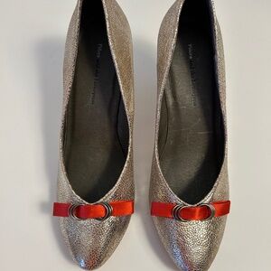 Pilcro and the Letterpress Metallic Pumps with Crimson Ribbon Size 7 Party!